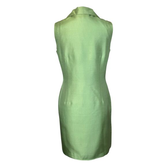 Tower Hill Collection Green 100% Silk Double-Breasted Sleeveless Blazer Dress 12 - Picture 9 of 16